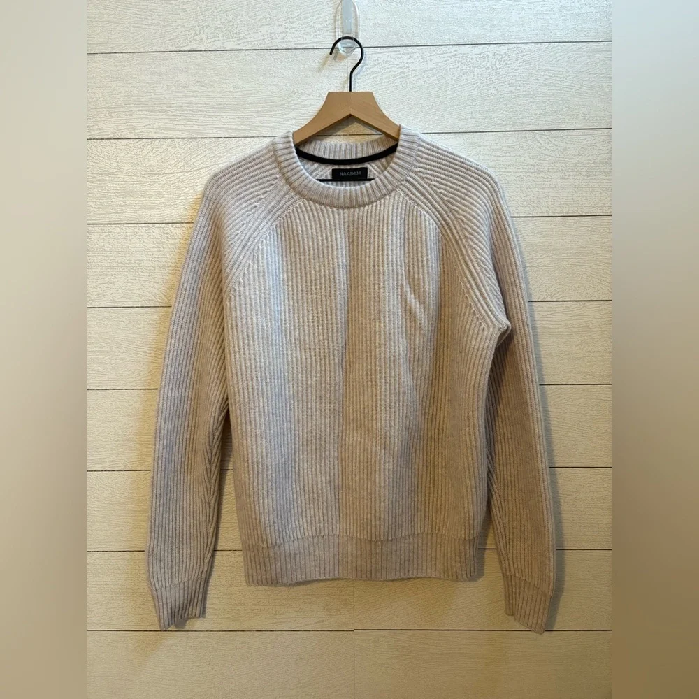 NAADAM Ribbed Wool Cashmere Blend Crewneck Sweater – Women’s L – Heather Oatmeal - Picture 6 of 9